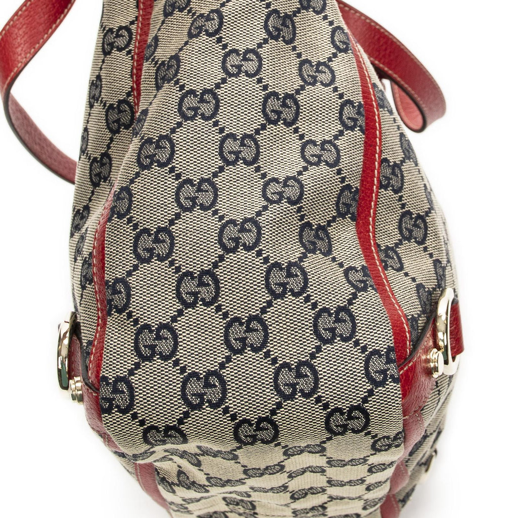 Gucci Small Abbey Dring Tote Beige Red Navy GG Canvas — view 7