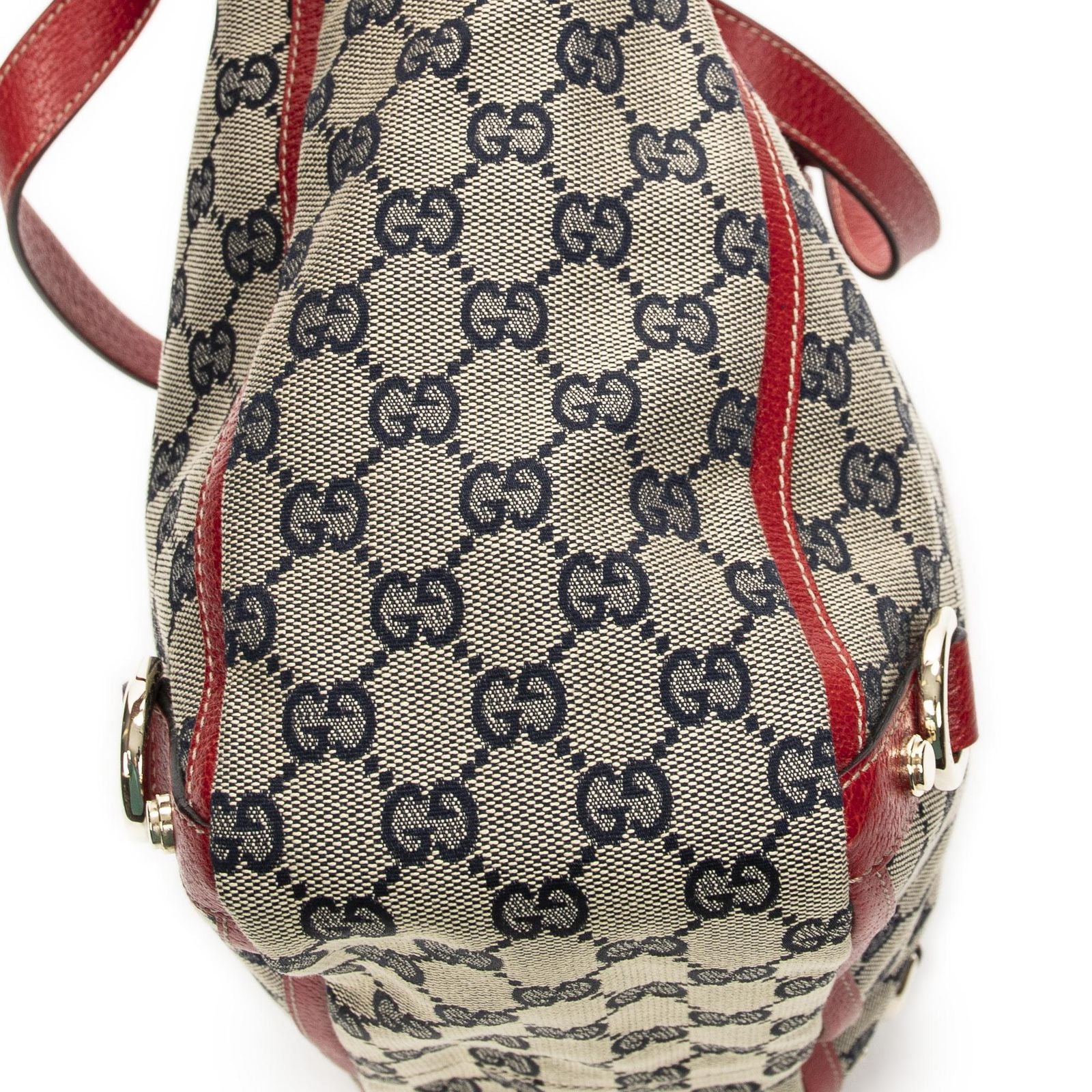 Gucci Small Abbey Dring Tote Beige Red Navy GG Canvas — view 7
