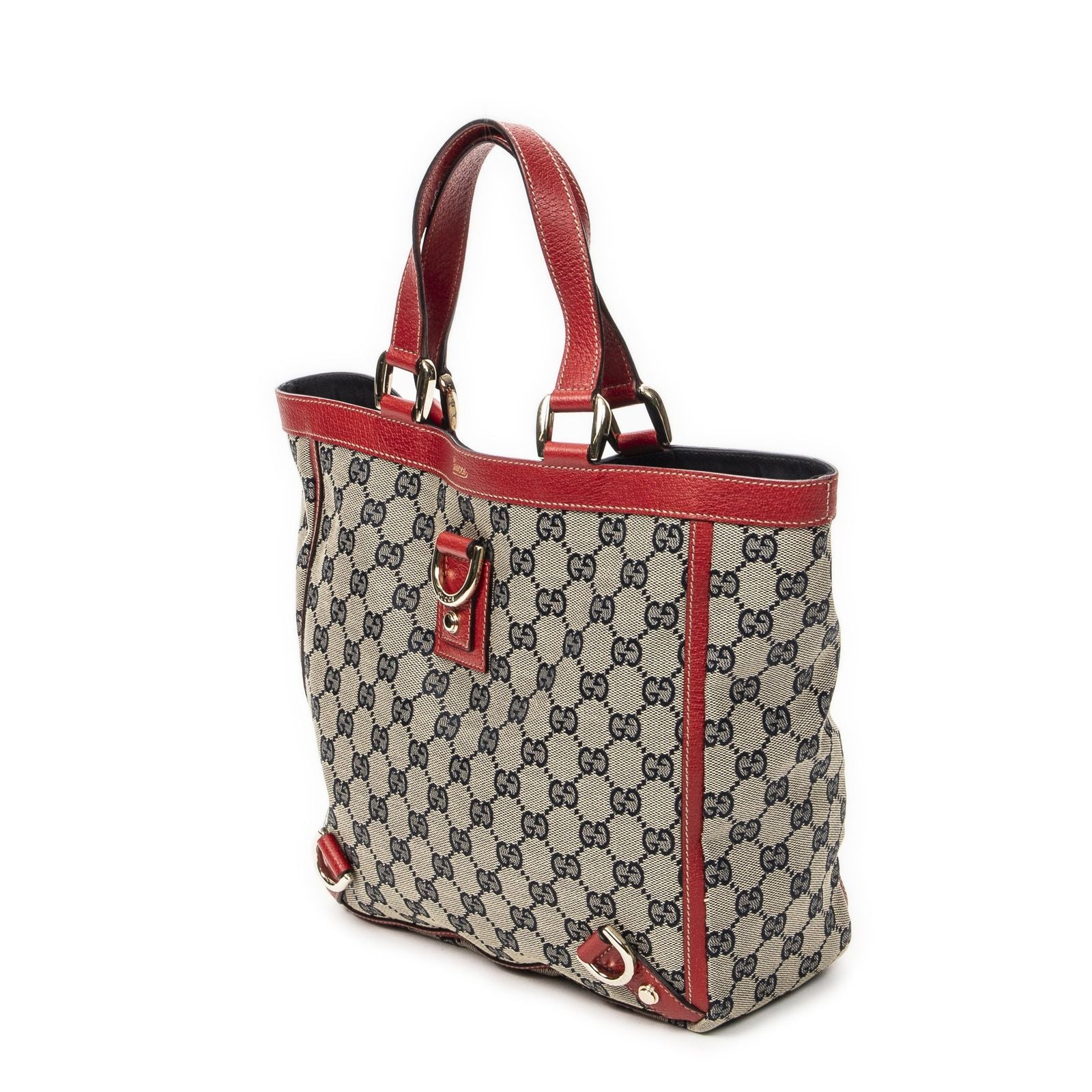 Gucci Small Abbey Dring Tote Beige Red Navy GG Canvas — view 2