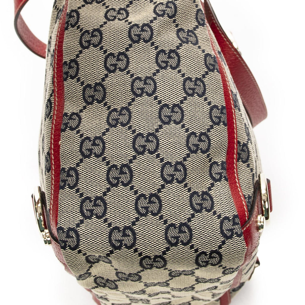 Gucci Small Abbey Dring Tote Beige Red Navy GG Canvas — view 8
