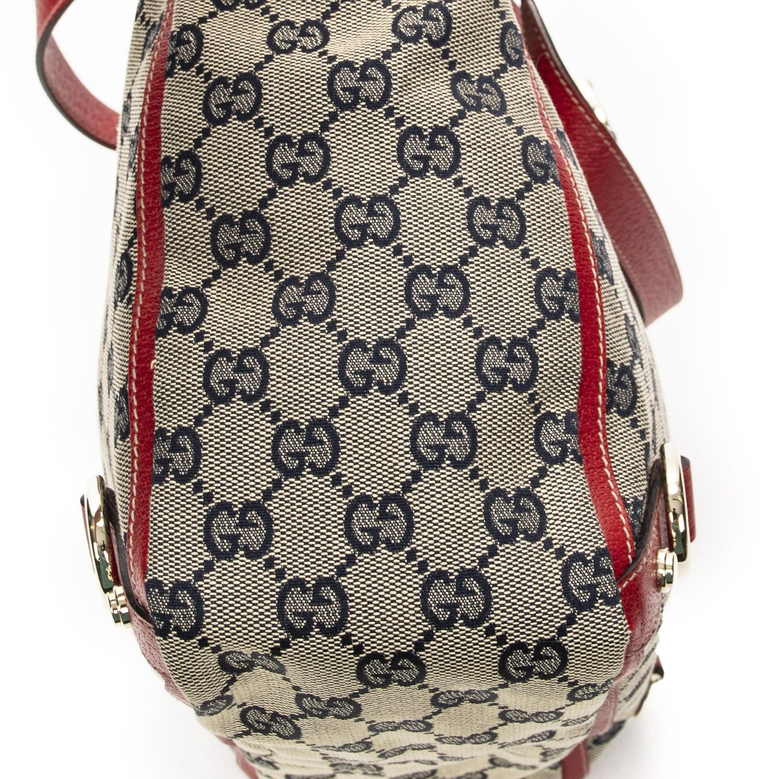 Gucci Small Abbey Dring Tote Beige Red Navy GG Canvas — view 8