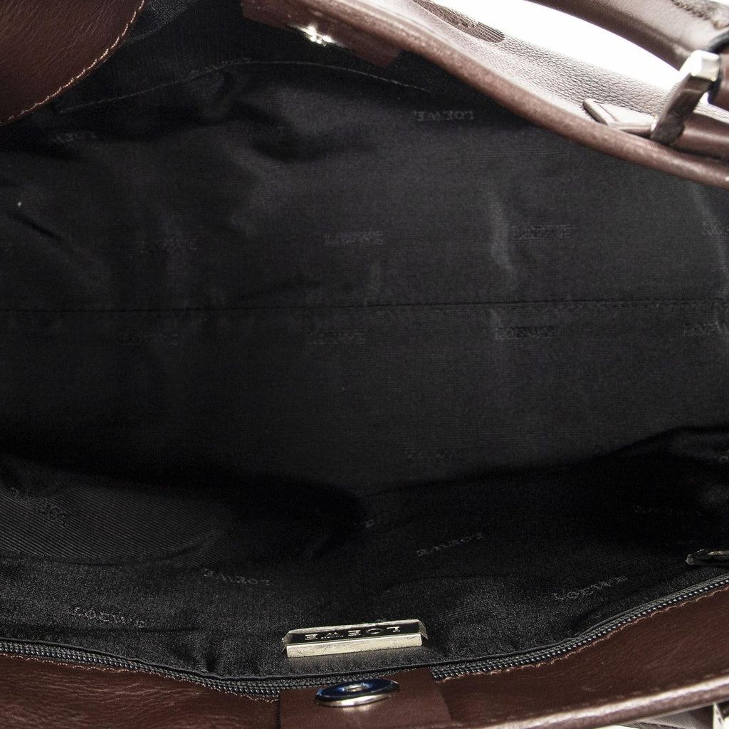 Loeweanagram Tote Dark Brown Calfskin Leather — view 9