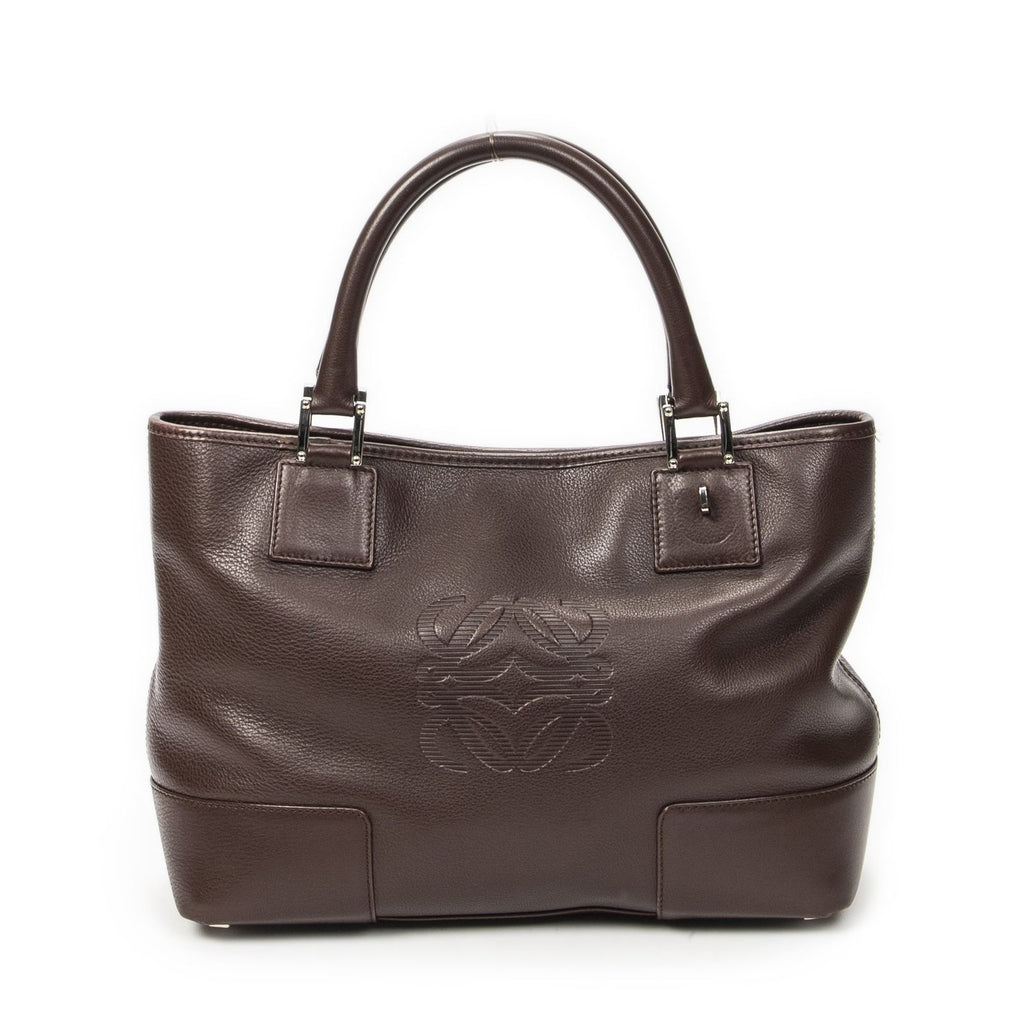 Loeweanagram Tote Dark Brown Calfskin Leather — view 5