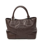 Loeweanagram Tote Dark Brown Calfskin Leather