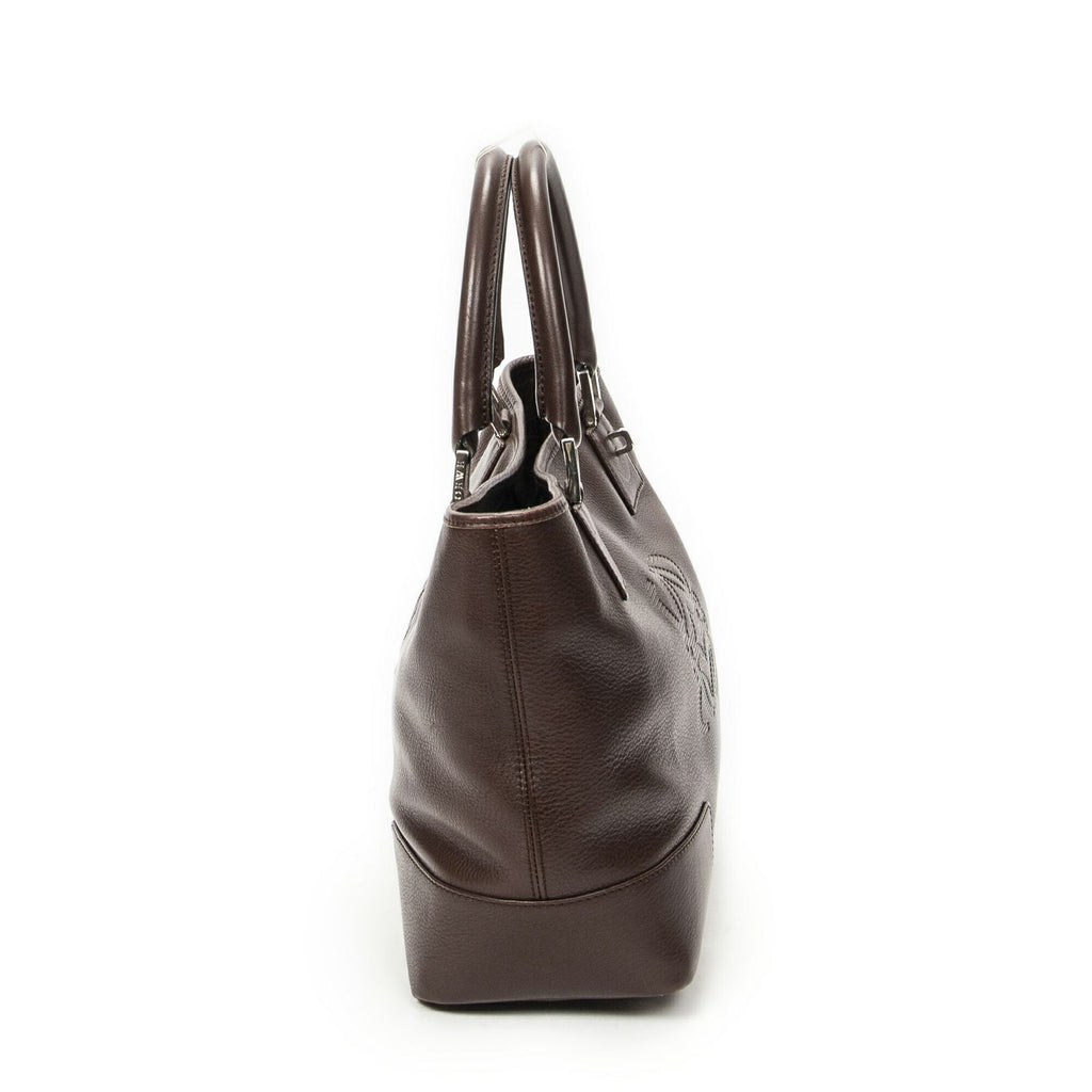 Loeweanagram Tote Dark Brown Calfskin Leather — view 3