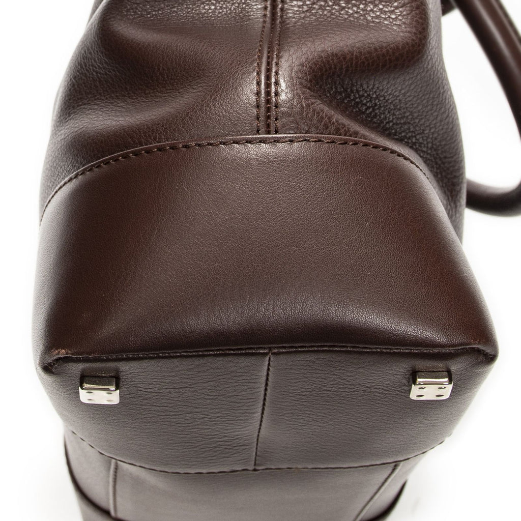 Loeweanagram Tote Dark Brown Calfskin Leather — view 8