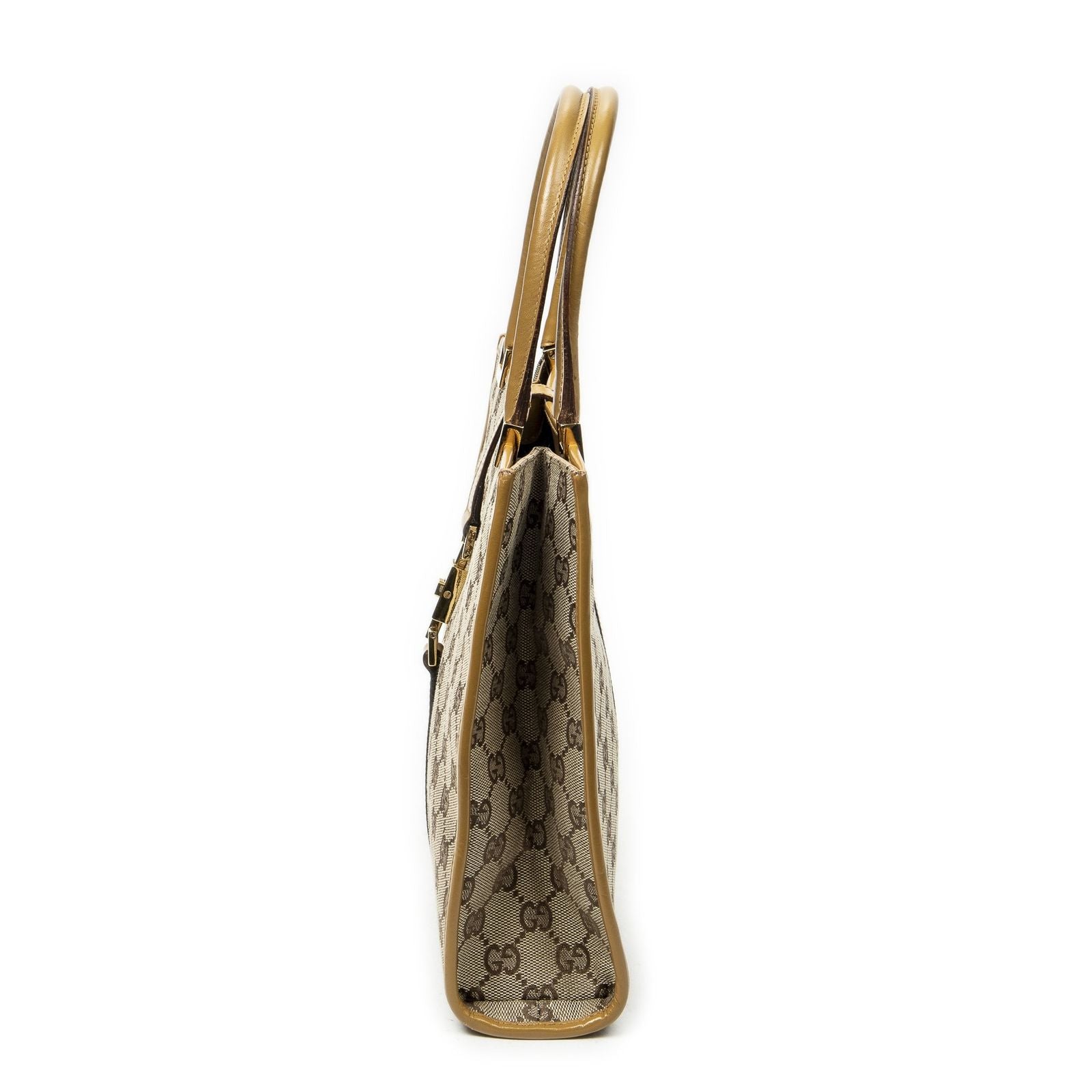 Gucci Square Bardot Tote Beige Yellow GG Canvas — view 3