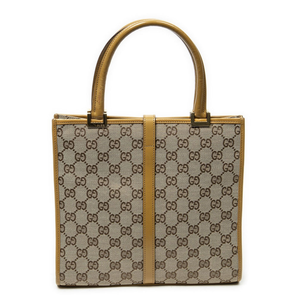 Gucci Square Bardot Tote Beige Yellow GG Canvas — view 5