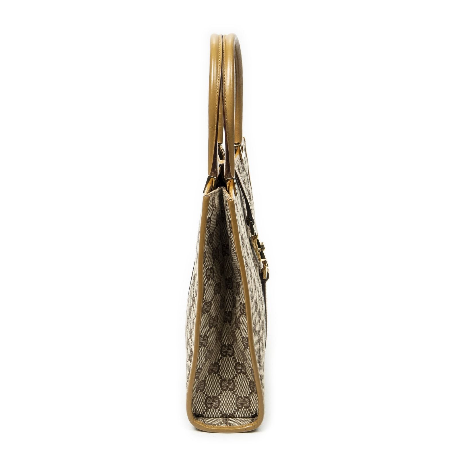 Gucci Square Bardot Tote Beige Yellow GG Canvas — view 4