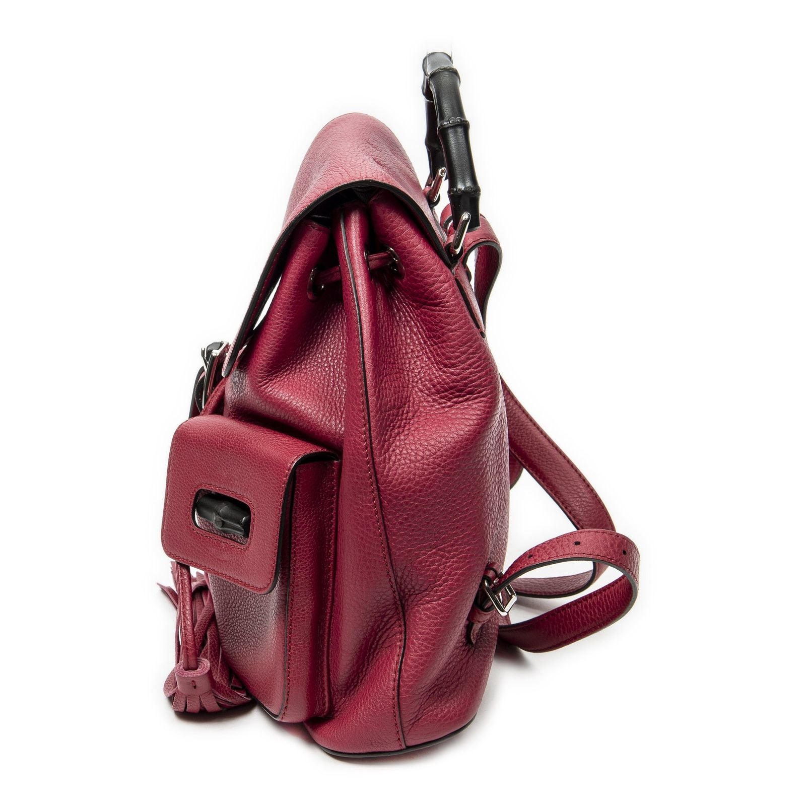 Gucci Bamboo Backpack Tassel Fuschia Calfskin Leather — view 3