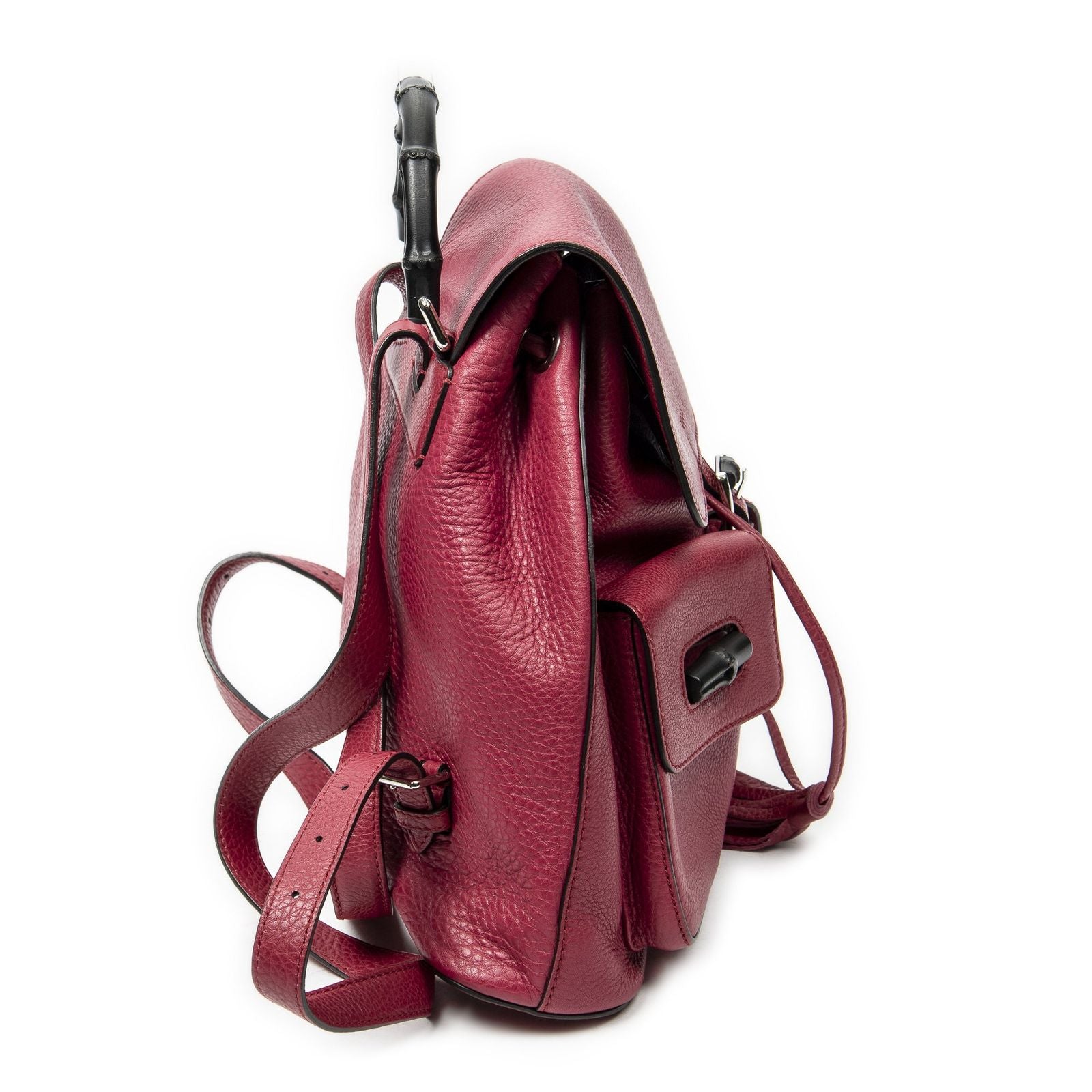 Gucci Bamboo Backpack Tassel Fuschia Calfskin Leather — view 4