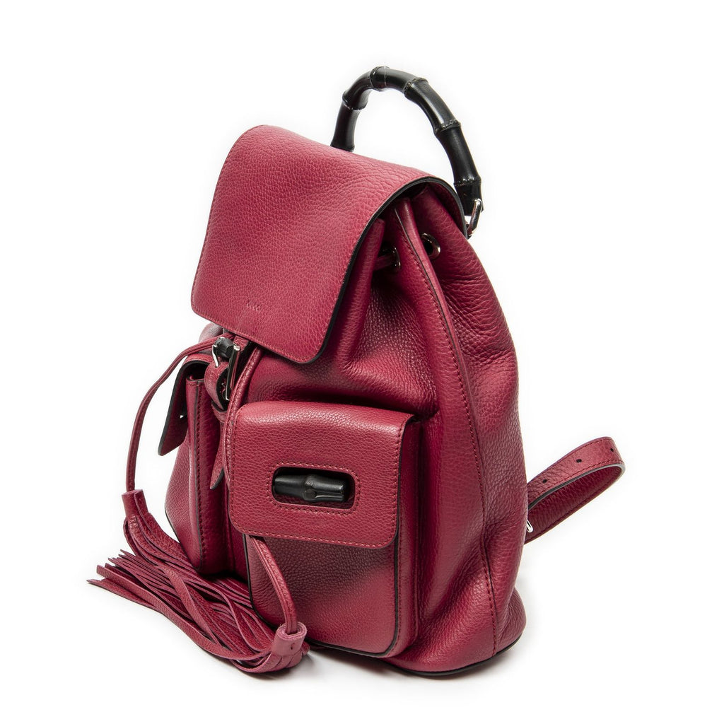 Gucci Bamboo Backpack Tassel Fuschia Calfskin Leather — view 2