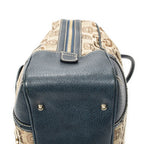 Gucci Large Front Pocket Boston Beige Teal Horsebit Printed Canvas Messenger Bag — view 8