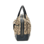 Gucci Large Front Pocket Boston Beige Teal Horsebit Printed Canvas Messenger Bag — view 3