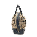 Gucci Large Front Pocket Boston Beige Teal Horsebit Printed Canvas Messenger Bag — view 4