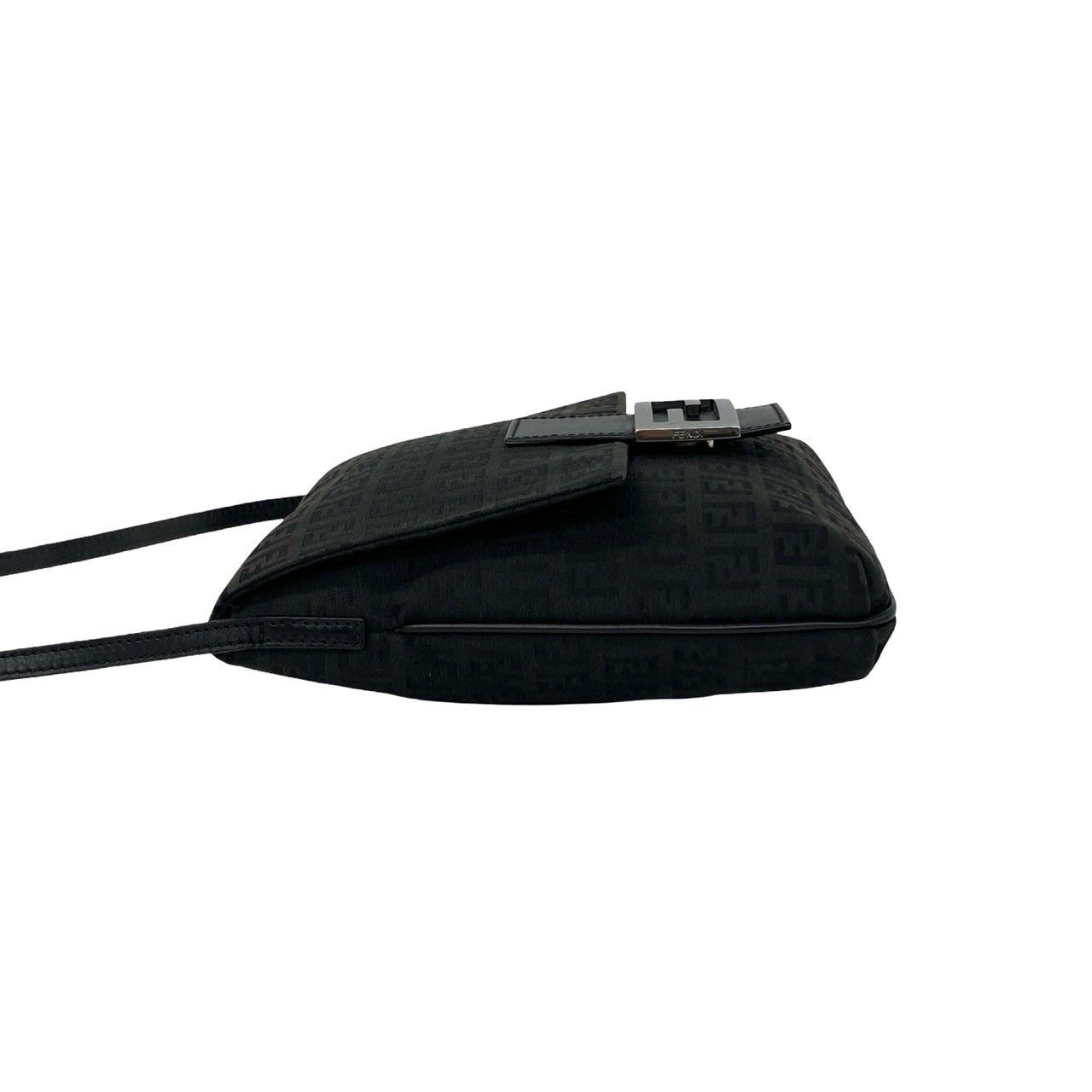 Fendi Zucchino FF Pattern Canvas Leather Shoulder Bag Pochette Crossbody Black — view 5