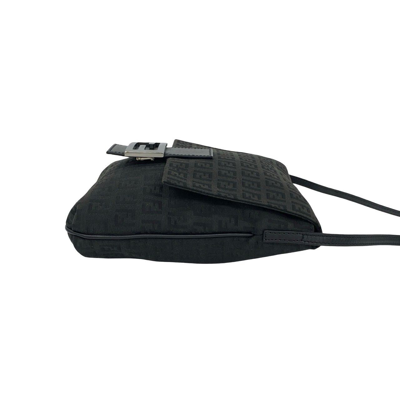 Fendi Zucchino FF Pattern Canvas Leather Shoulder Bag Pochette Crossbody Black — view 6