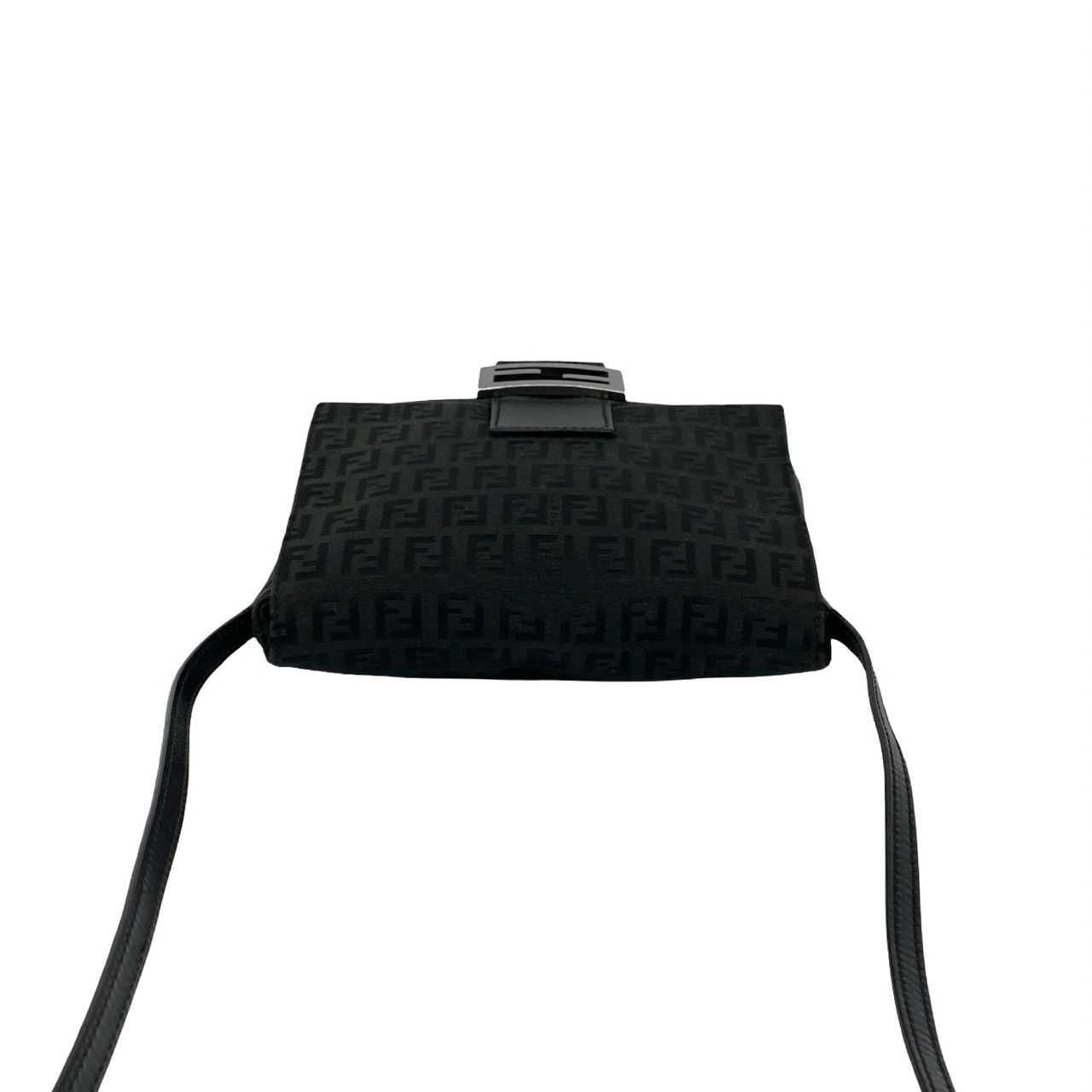 Fendi Zucchino FF Pattern Canvas Leather Shoulder Bag Pochette Crossbody Black — view 4