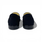 Chanel Loafers Leather Shoes Felt Black Gold CC Logo Coin Flat — view 5