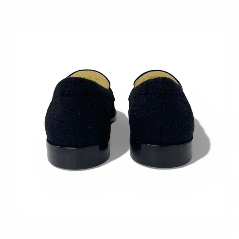 Chanel Loafers Leather Shoes Felt Black Gold CC Logo Coin Flat — view 5