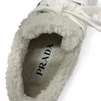 Prada Sneakers Shoes Leather Shearling White Triangle Logo — view 7