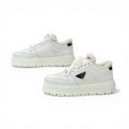 Prada Sneakers Shoes Leather Shearling White Triangle Logo — view 3