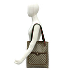 Gucci Vintage Sherry Line GG Logo Leather Tote Brown — view 2