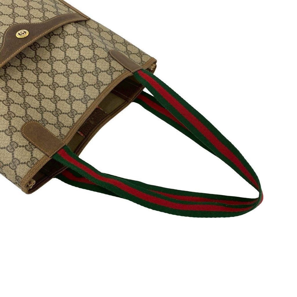 Gucci Vintage Sherry Line GG Logo Leather Tote Brown — view 4