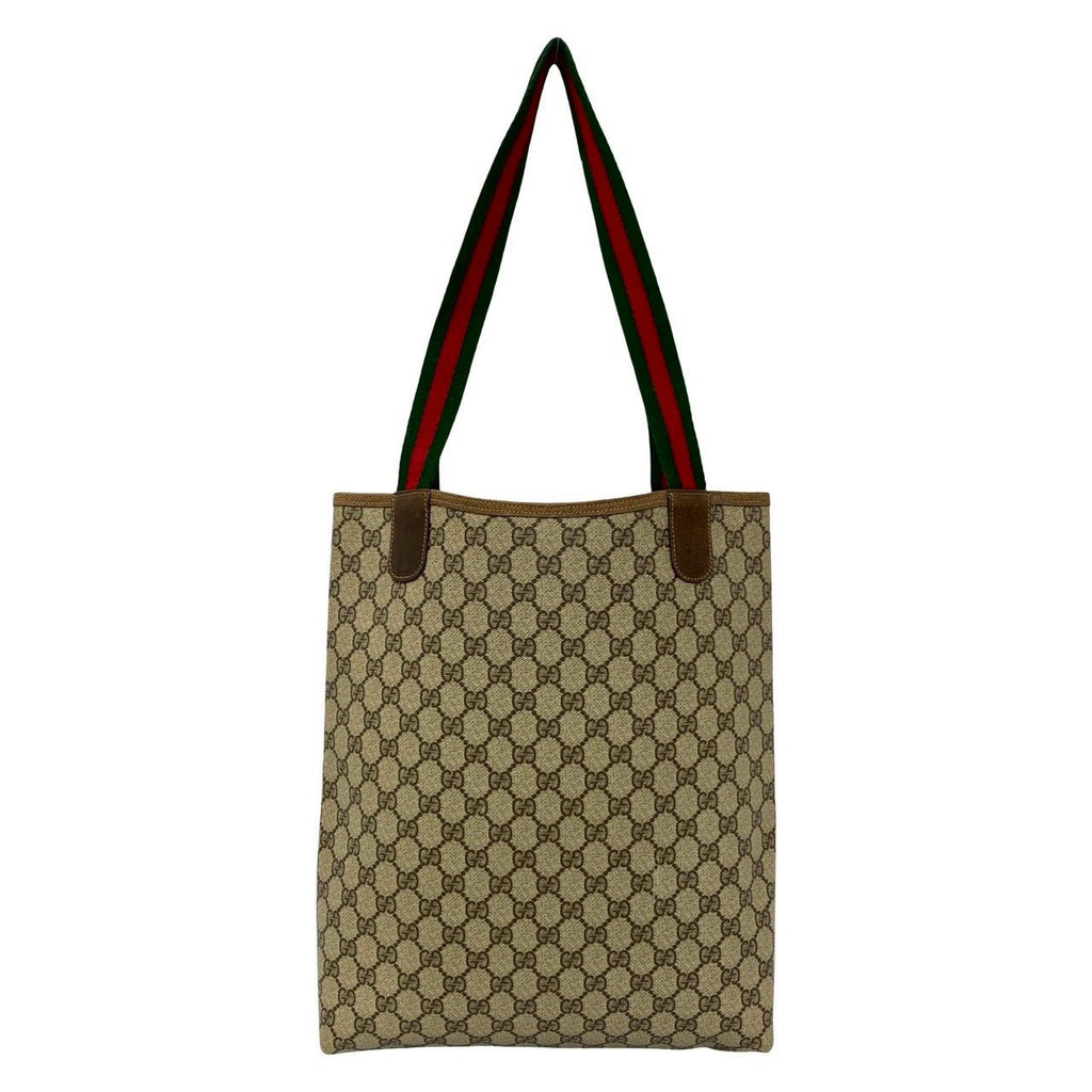 Gucci Vintage Sherry Line GG Logo Leather Tote Brown — view 3
