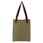 Gucci Vintage Sherry Line GG Logo Leather Tote Brown — view 3