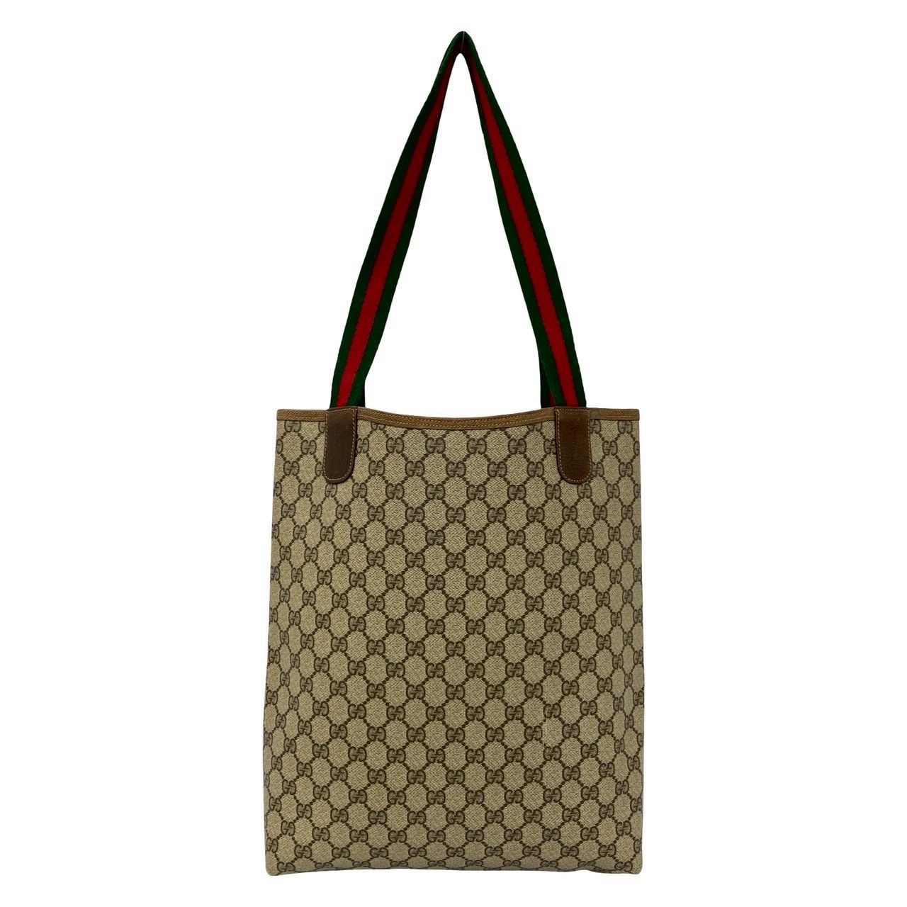 Gucci Vintage Sherry Line GG Logo Leather Tote Brown — view 3