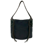 Loewe Fringe Suede Leather Shoulder Bag Tote Black — view 3
