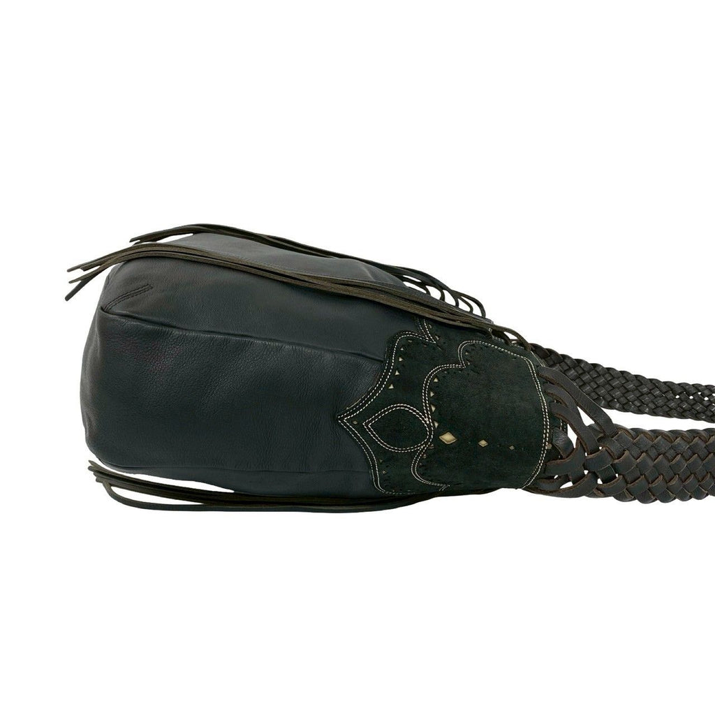 Loewe Fringe Suede Leather Shoulder Bag Tote Black — view 6