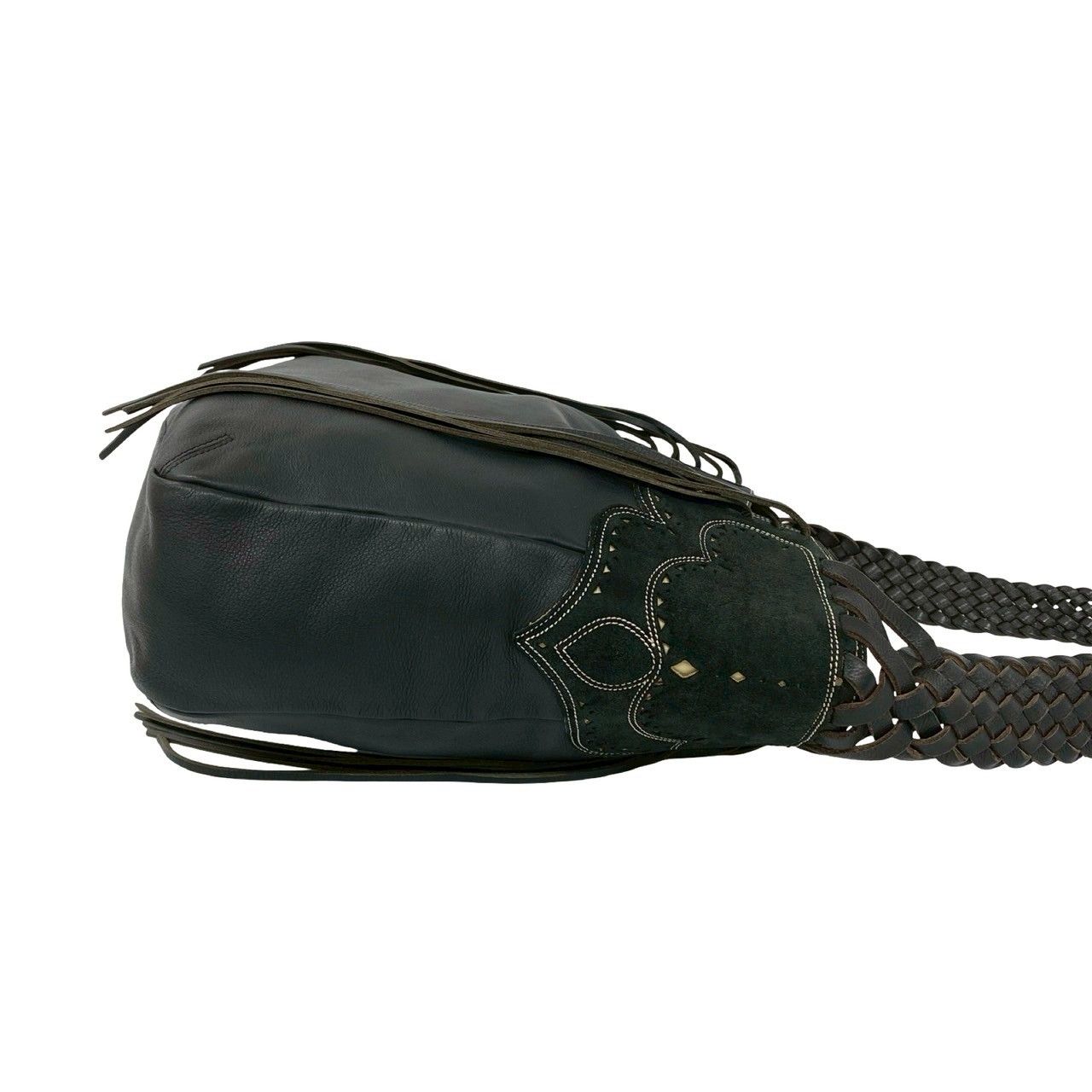 Loewe Fringe Suede Leather Shoulder Bag Tote Black — view 6
