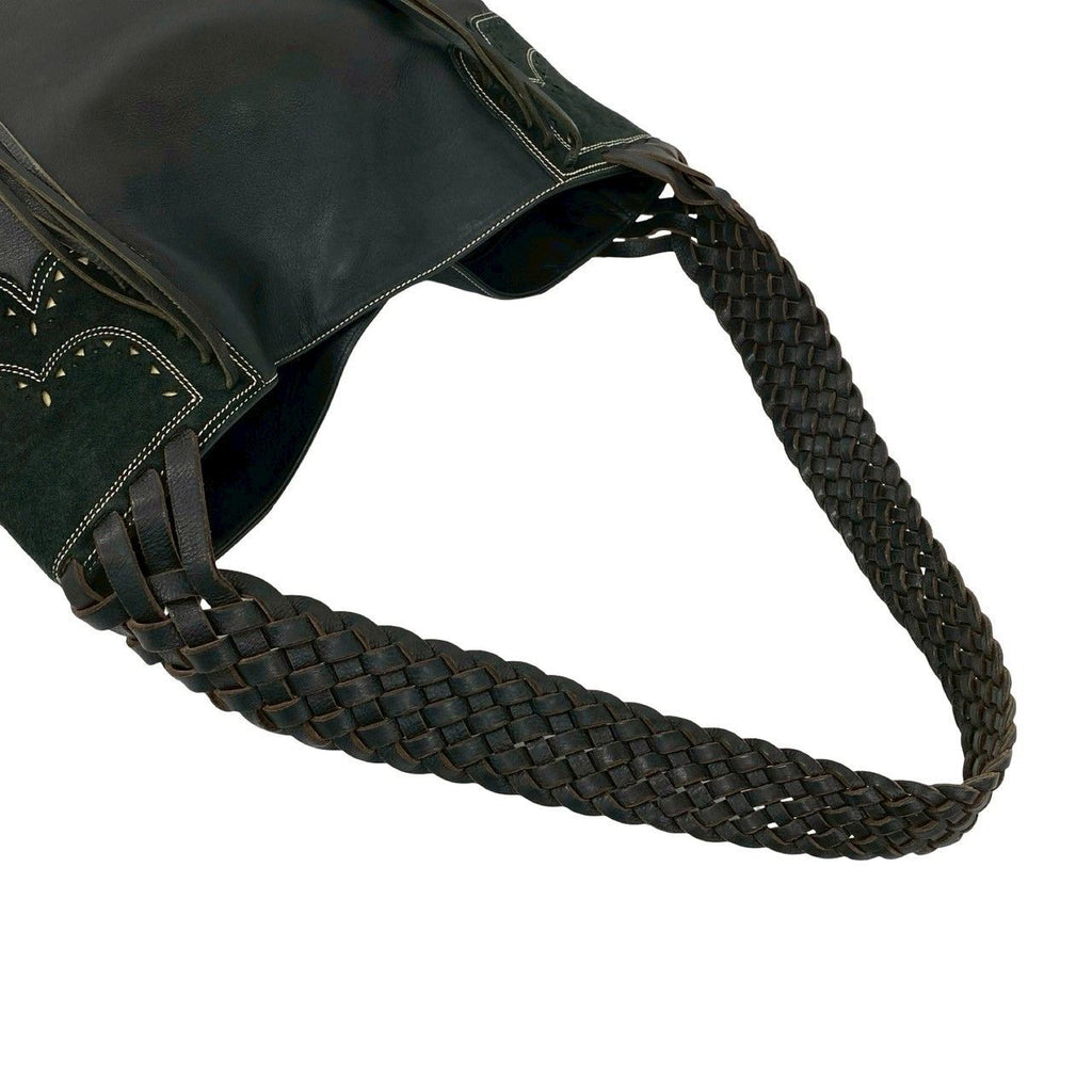 Loewe Fringe Suede Leather Shoulder Bag Tote Black — view 4