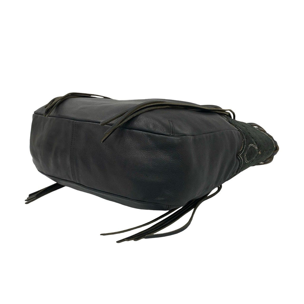 Loewe Fringe Suede Leather Shoulder Bag Tote Black — view 8