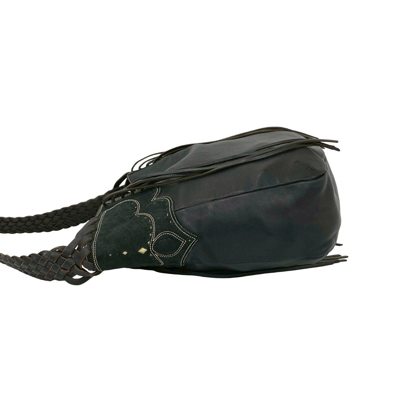 Loewe Fringe Suede Leather Shoulder Bag Tote Black — view 5