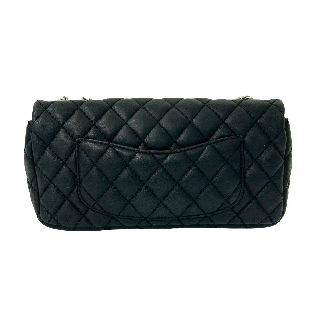 Chanel Card Quilted CC Logo Lambskin Chain Shoulder Bag Black — view 3