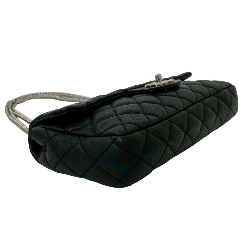 Chanel Card Quilted CC Logo Lambskin Chain Shoulder Bag Black — view 7
