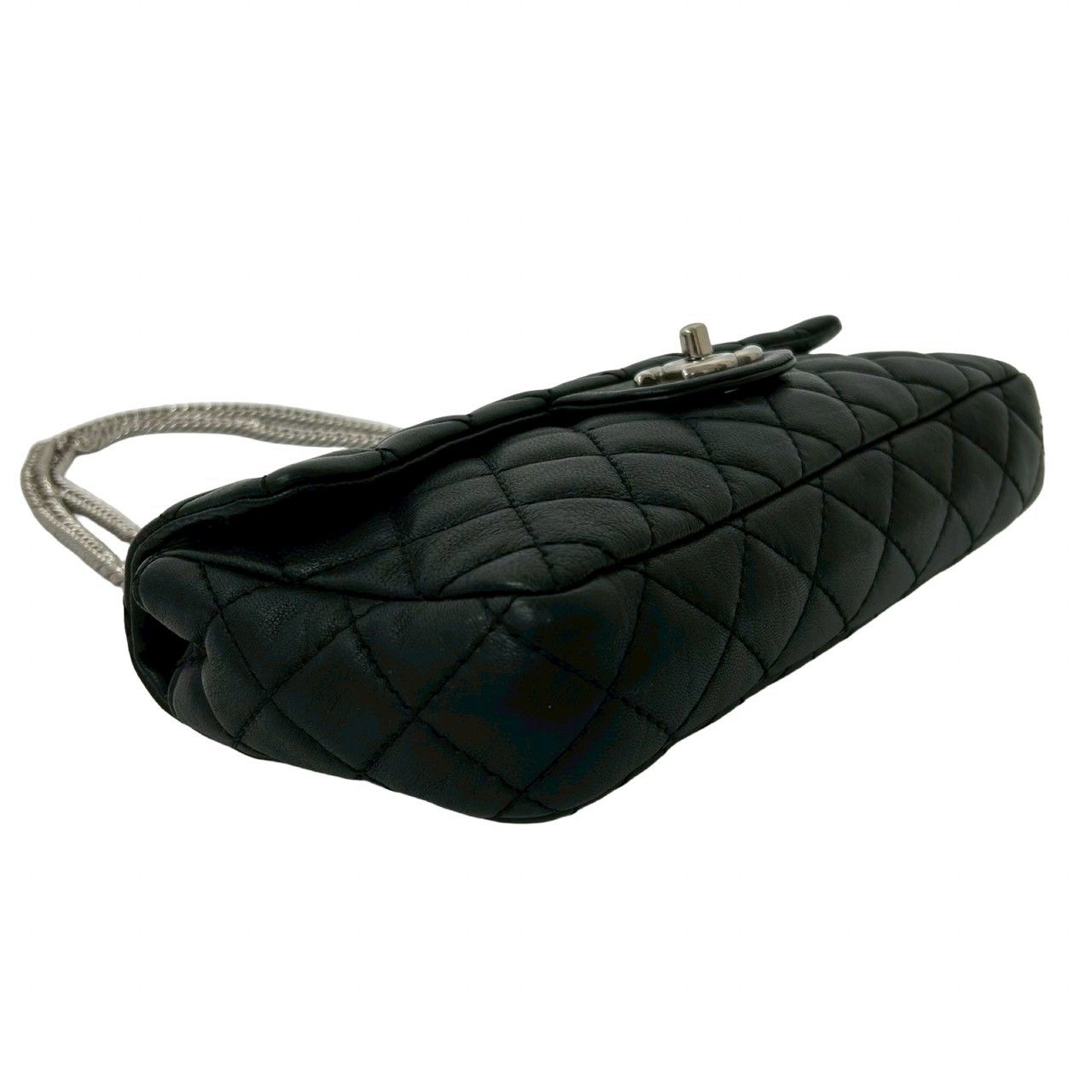 Chanel Card Quilted CC Logo Lambskin Chain Shoulder Bag Black — view 7