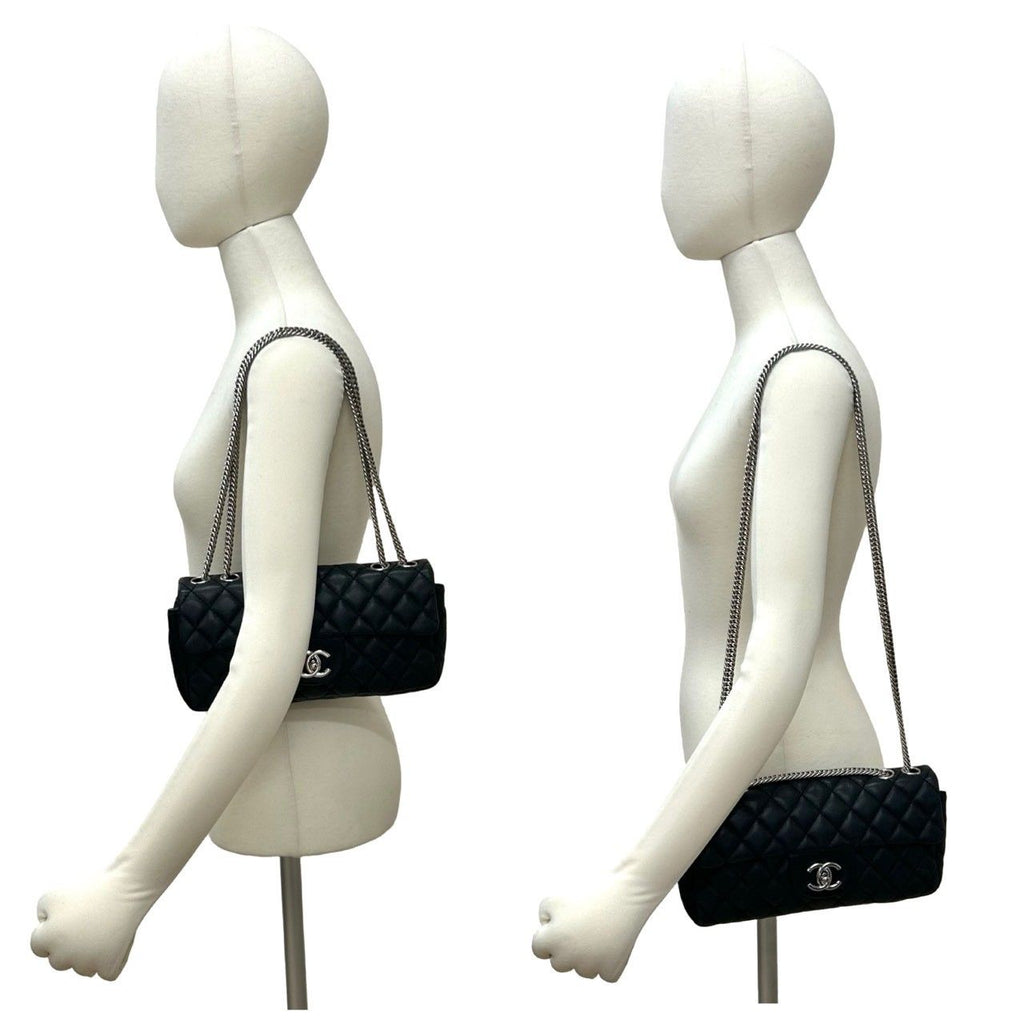 Chanel Card Quilted CC Logo Lambskin Chain Shoulder Bag Black — view 2