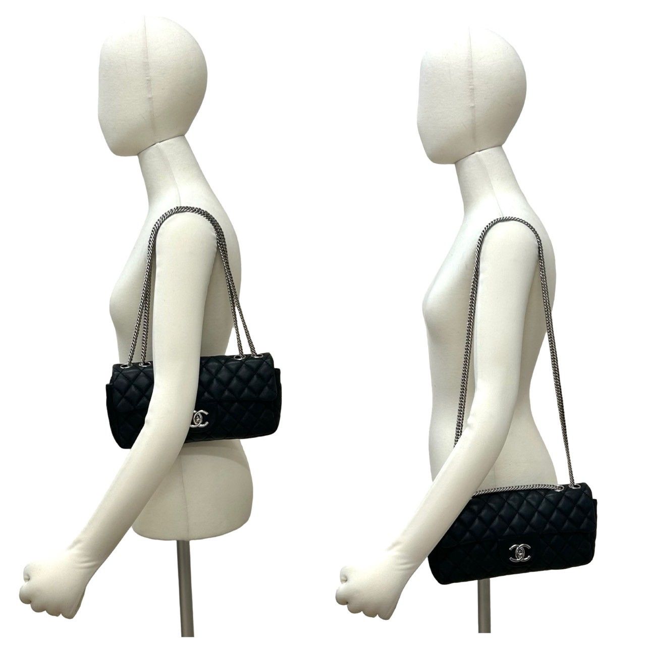 Chanel Card Quilted CC Logo Lambskin Chain Shoulder Bag Black — view 2
