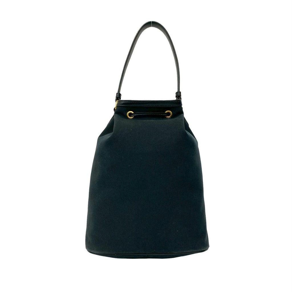 Prada Logo Canvas Leather Drawstring 2-Way Mini Shoulder Bag Black — view 3