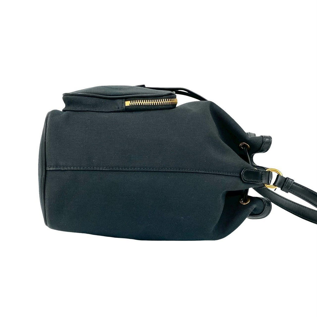 Prada Logo Canvas Leather Drawstring 2-Way Mini Shoulder Bag Black — view 6