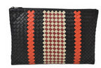 Bottega Veneta Clutch Pouch Intrecciato Nappa Lambskin Black Orange