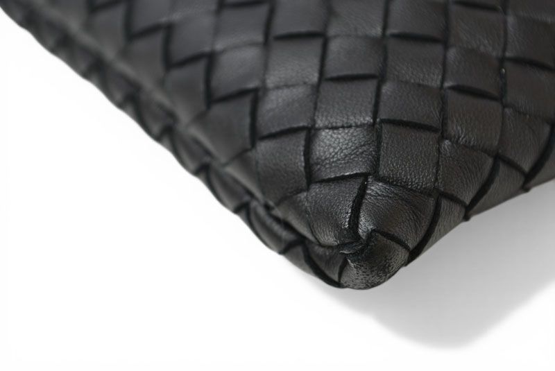 Bottega Veneta Clutch Pouch Intrecciato Nappa Lambskin Black Orange — view 7