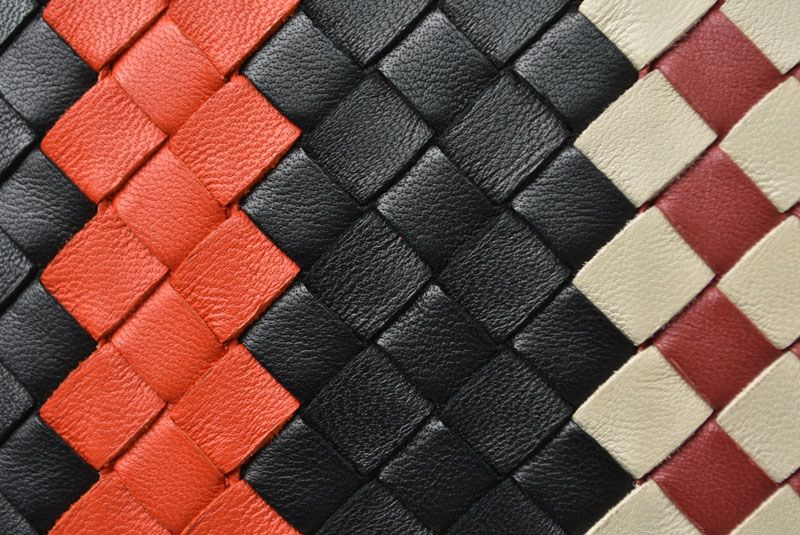 Bottega Veneta Clutch Pouch Intrecciato Nappa Lambskin Black Orange — view 4