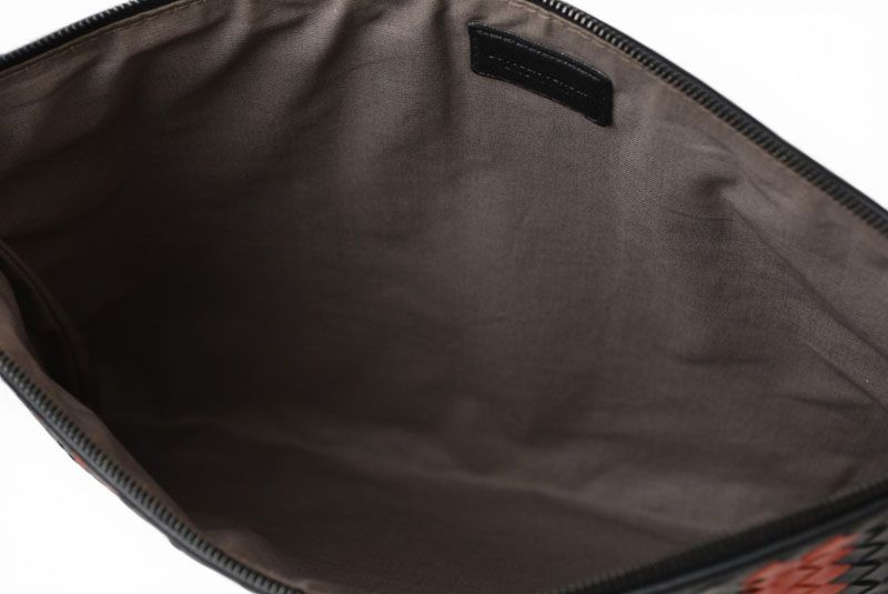 Bottega Veneta Clutch Pouch Intrecciato Nappa Lambskin Black Orange — view 9