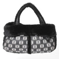 Loewe Handbag Anagram Black Shearling Leather Silver
