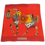 Hermes Scarf Cashmere Blend Carre 140 Horse Pattern Cheval Sur Mon Riding a Red